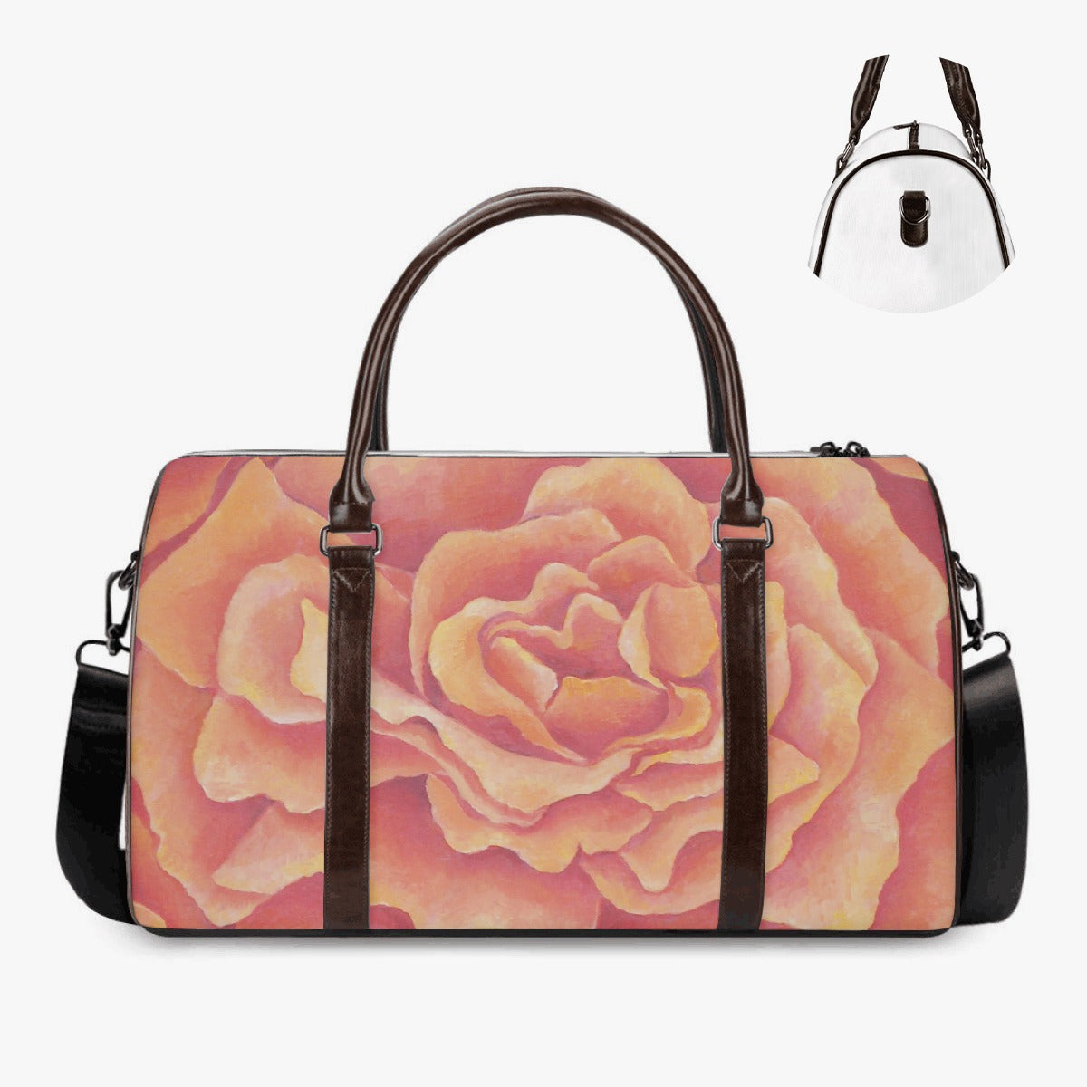 Tangerine Rose Duffle Bag