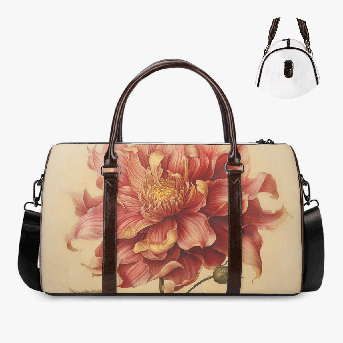 Coral Dahlia Duffle Bag
