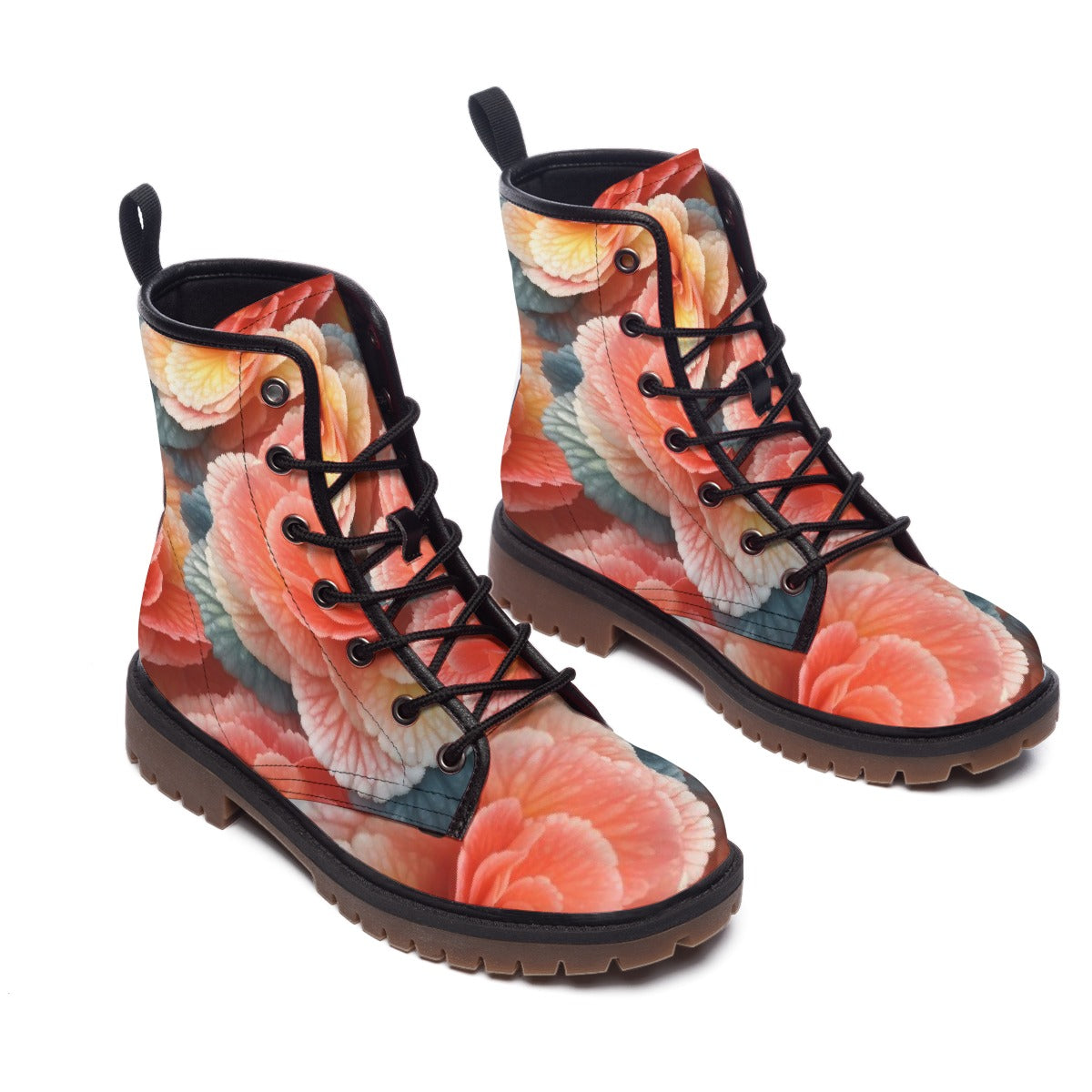 Blushing Floral Combat Boots