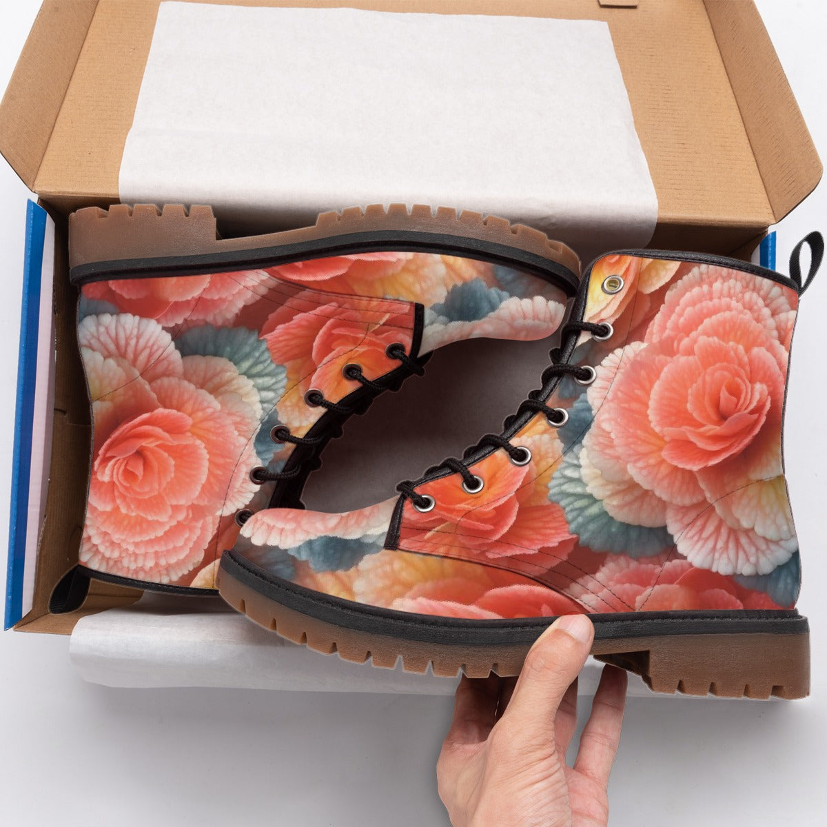 Blushing Floral Combat Boots