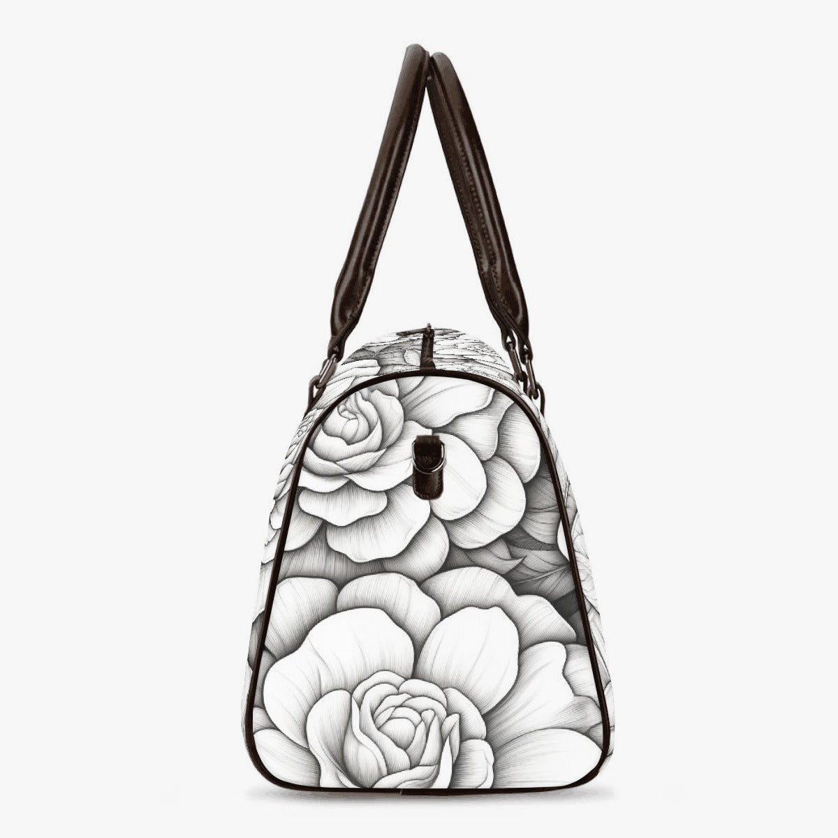 Monochrome Floral Duffle Bag