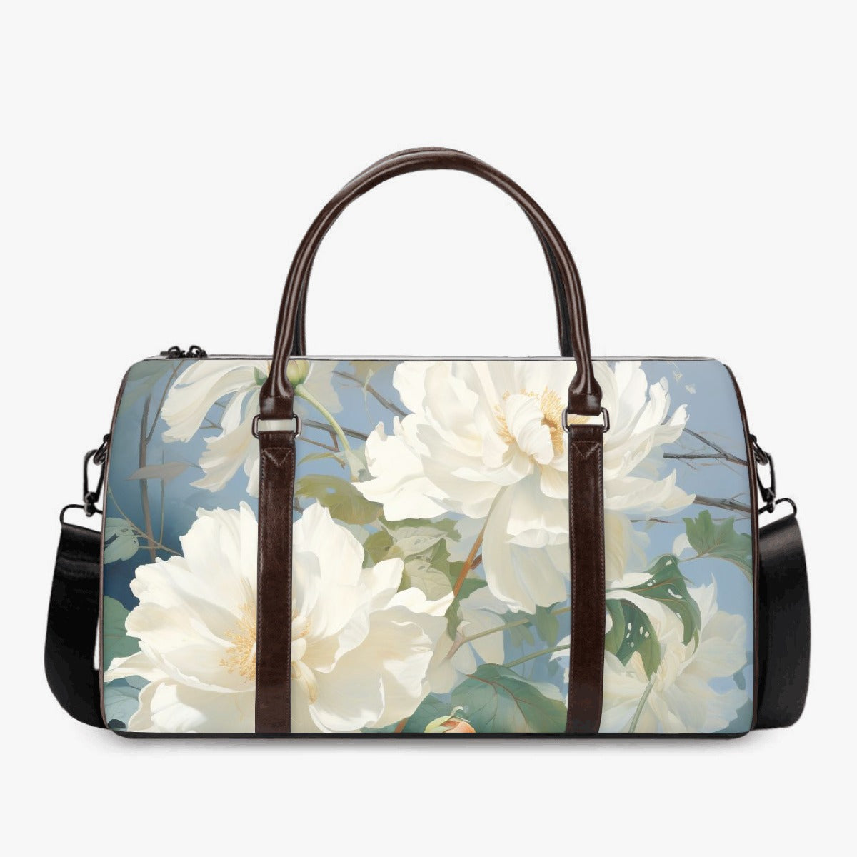 White Peonies Duffle Bag