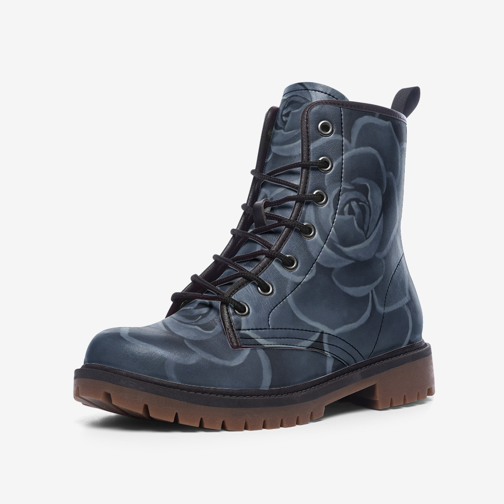 Cobalt Succulent Combat Boots