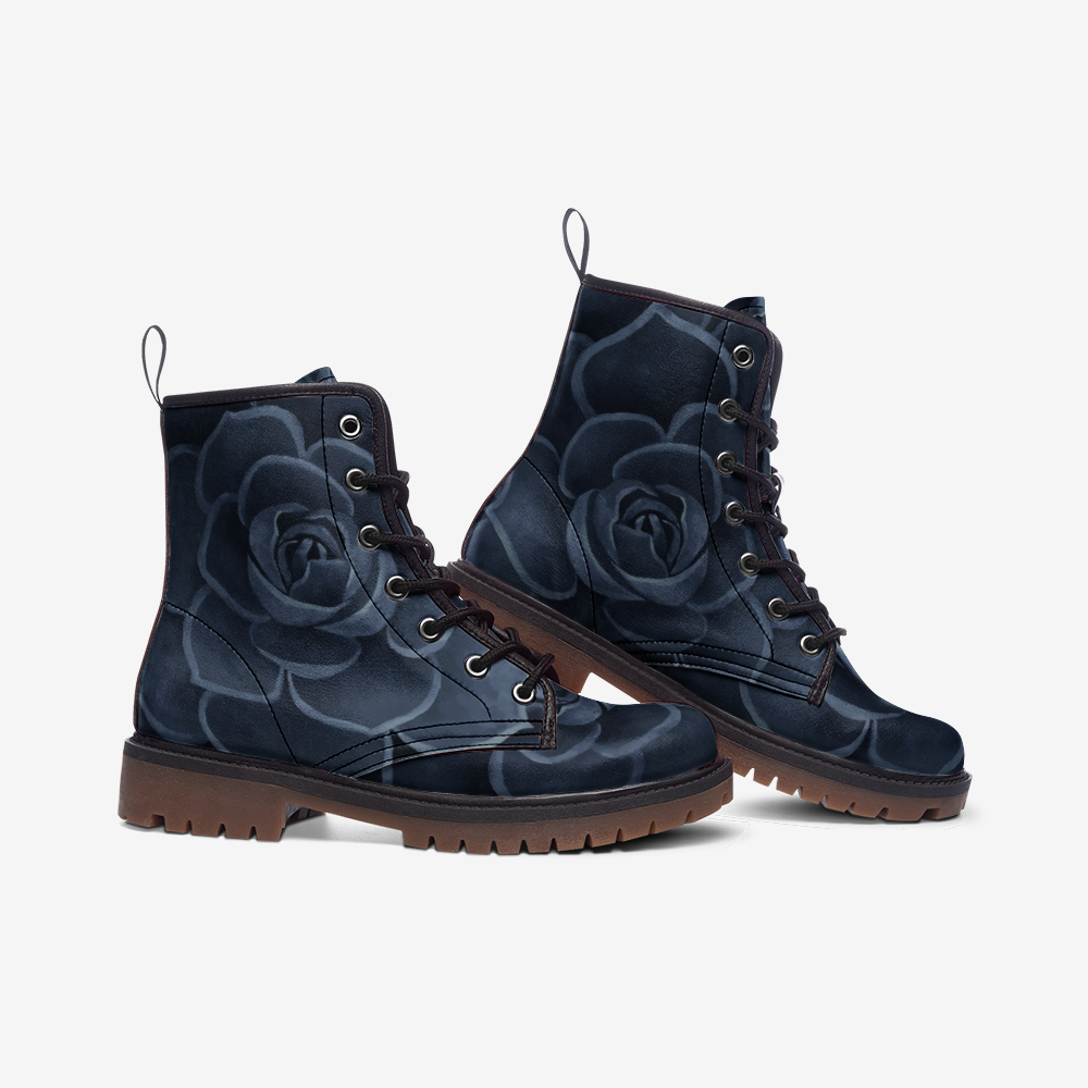 Cobalt Succulent Combat Boots