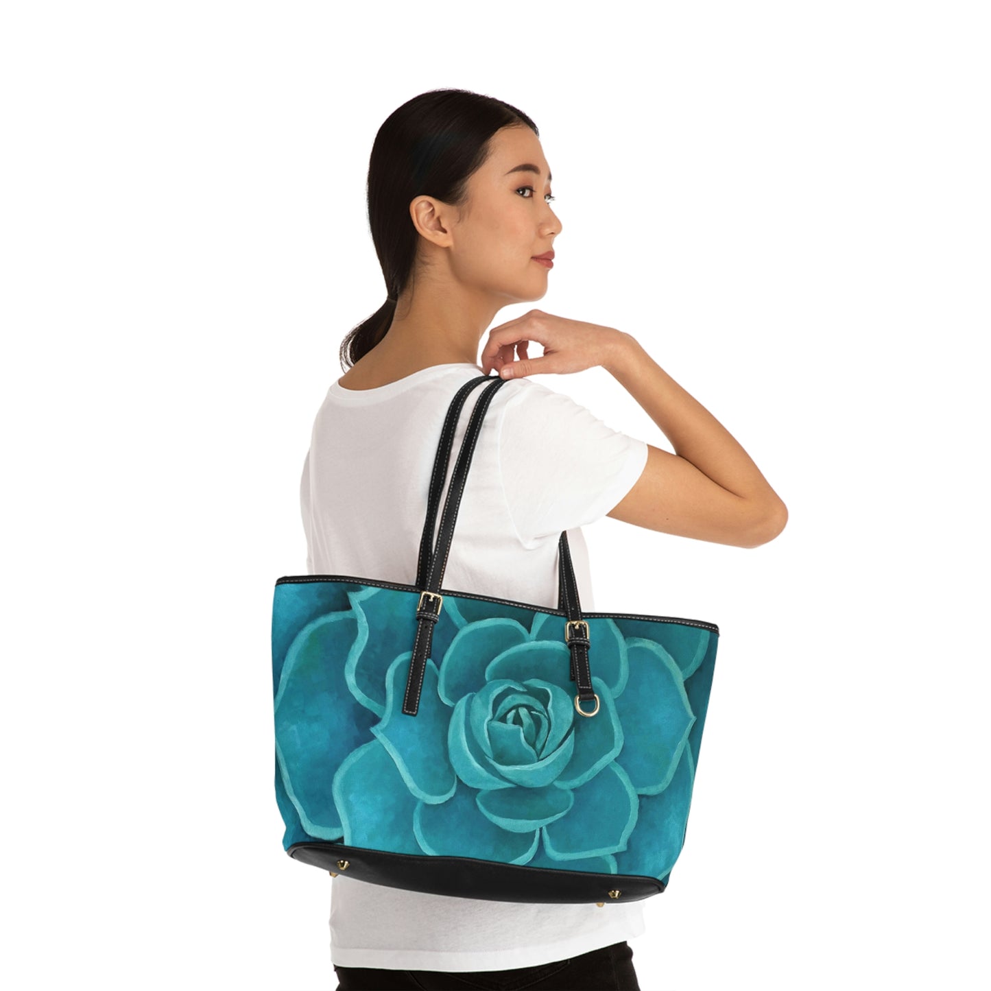 Teal Succulent Handbag