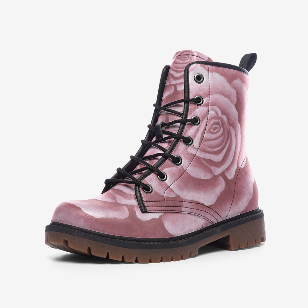 Pink Rose Combat Boots