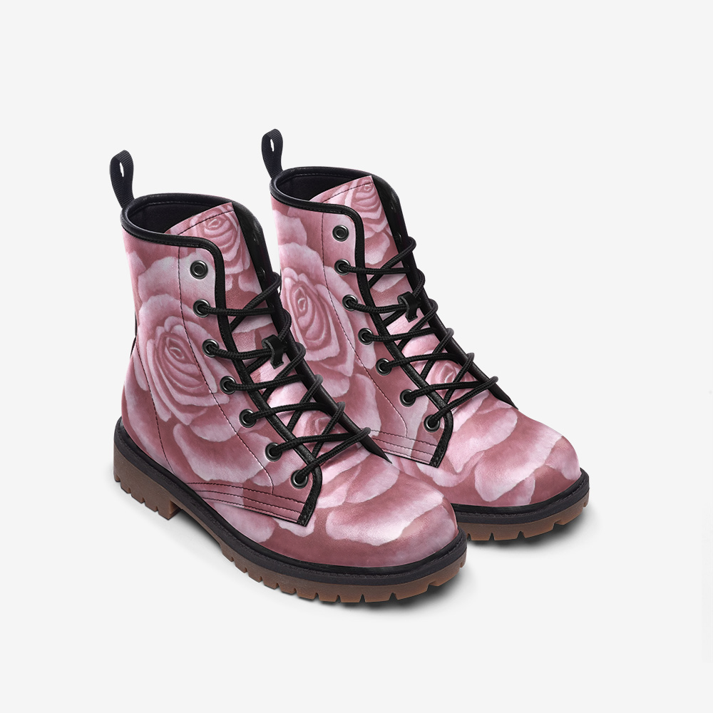 Pink Rose Combat Boots