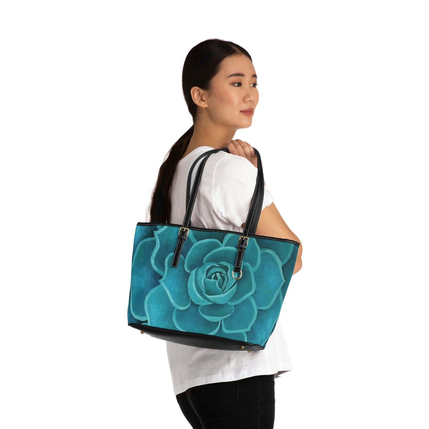 Teal Succulent Handbag