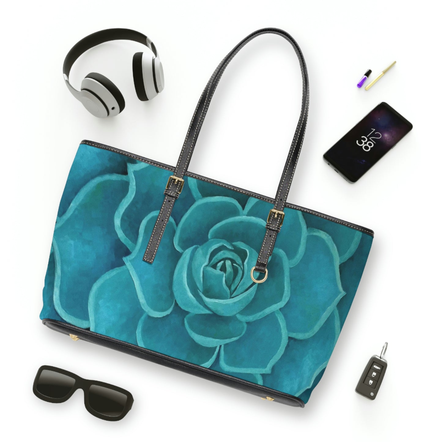 Teal Succulent Handbag