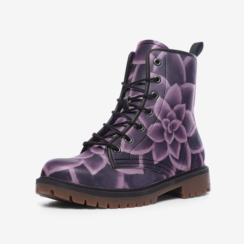 Plum Succulent Combat Boots