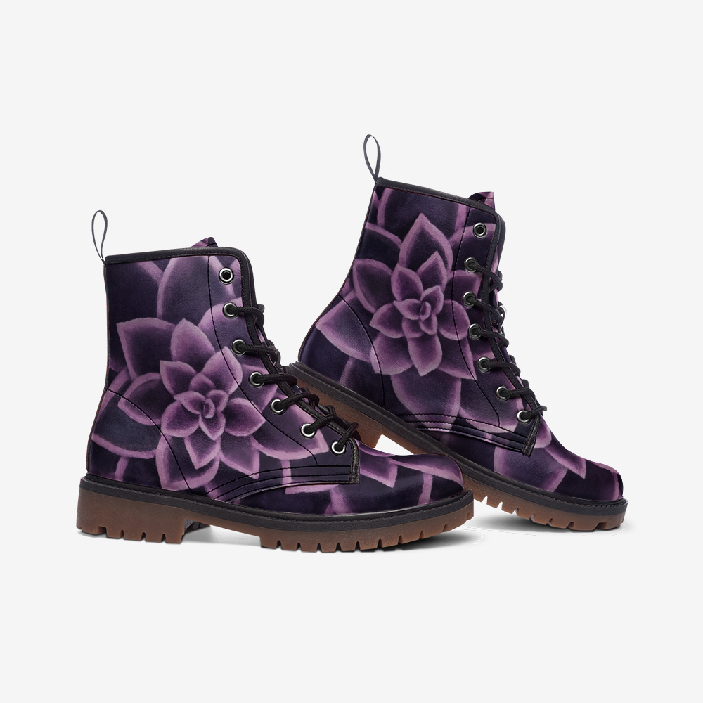 Plum Succulent Combat Boots