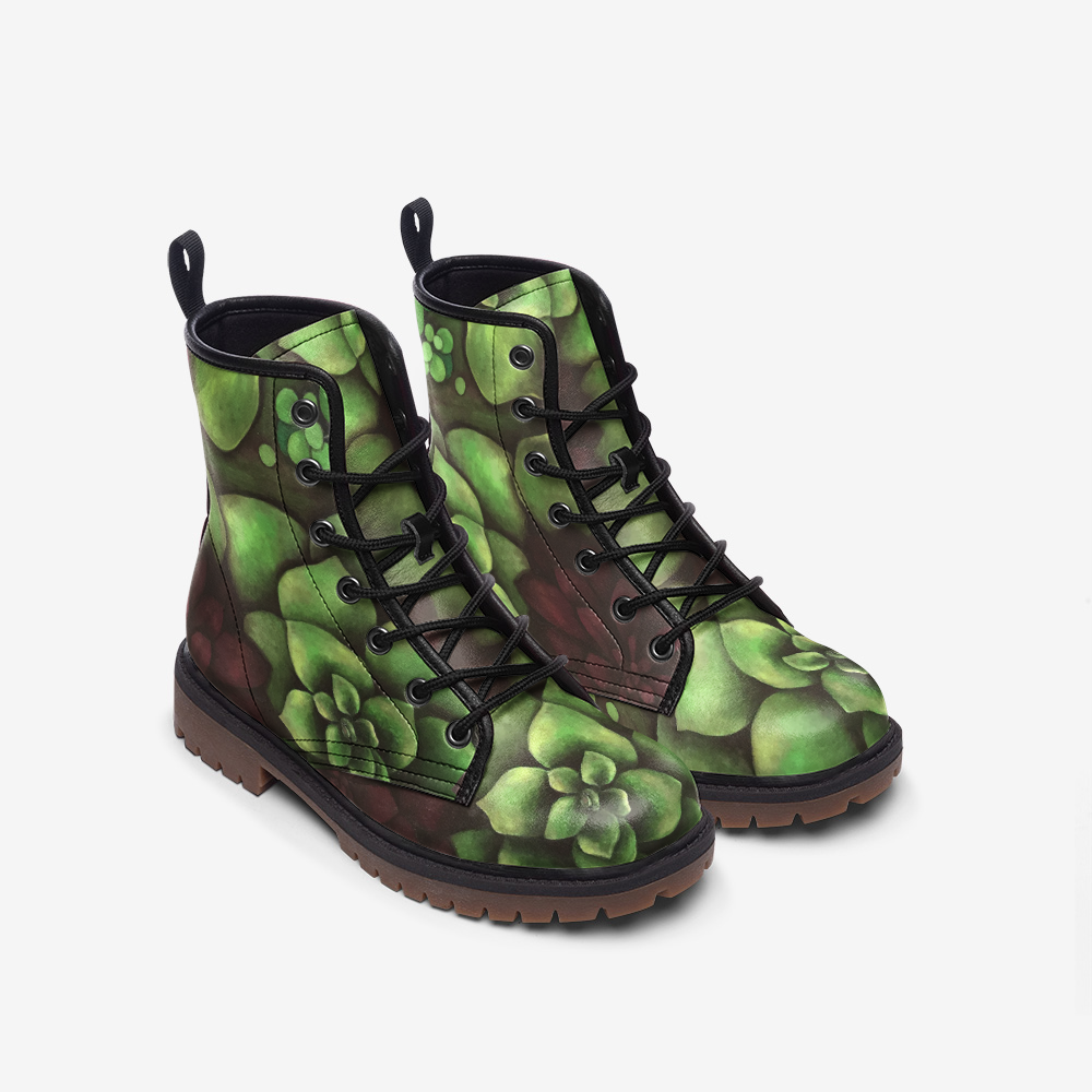 Succulent Garden Combat Boots