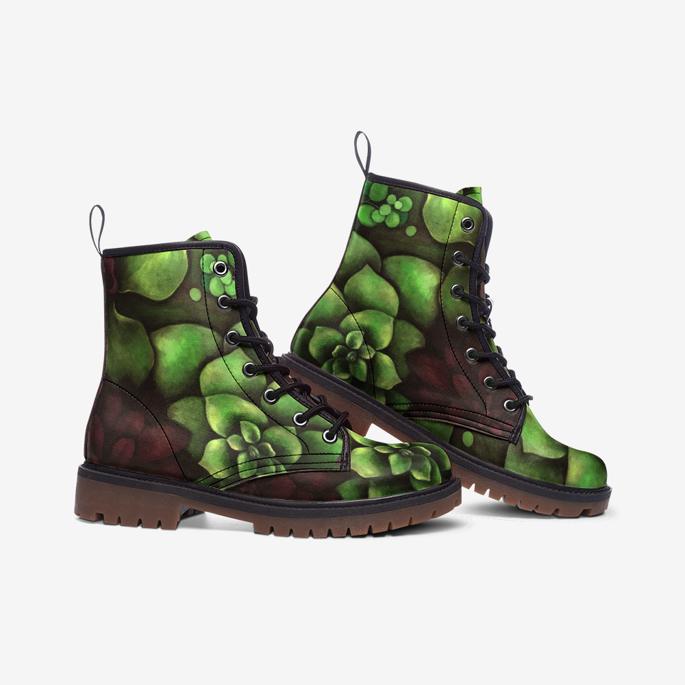 Succulent Garden Combat Boots