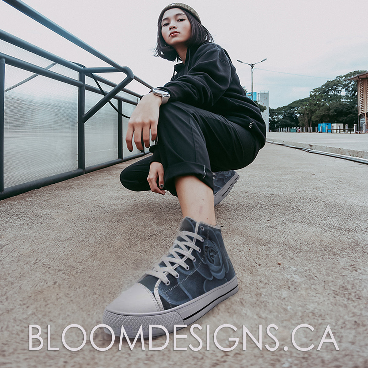 Blue Succulent High-top Sneakers