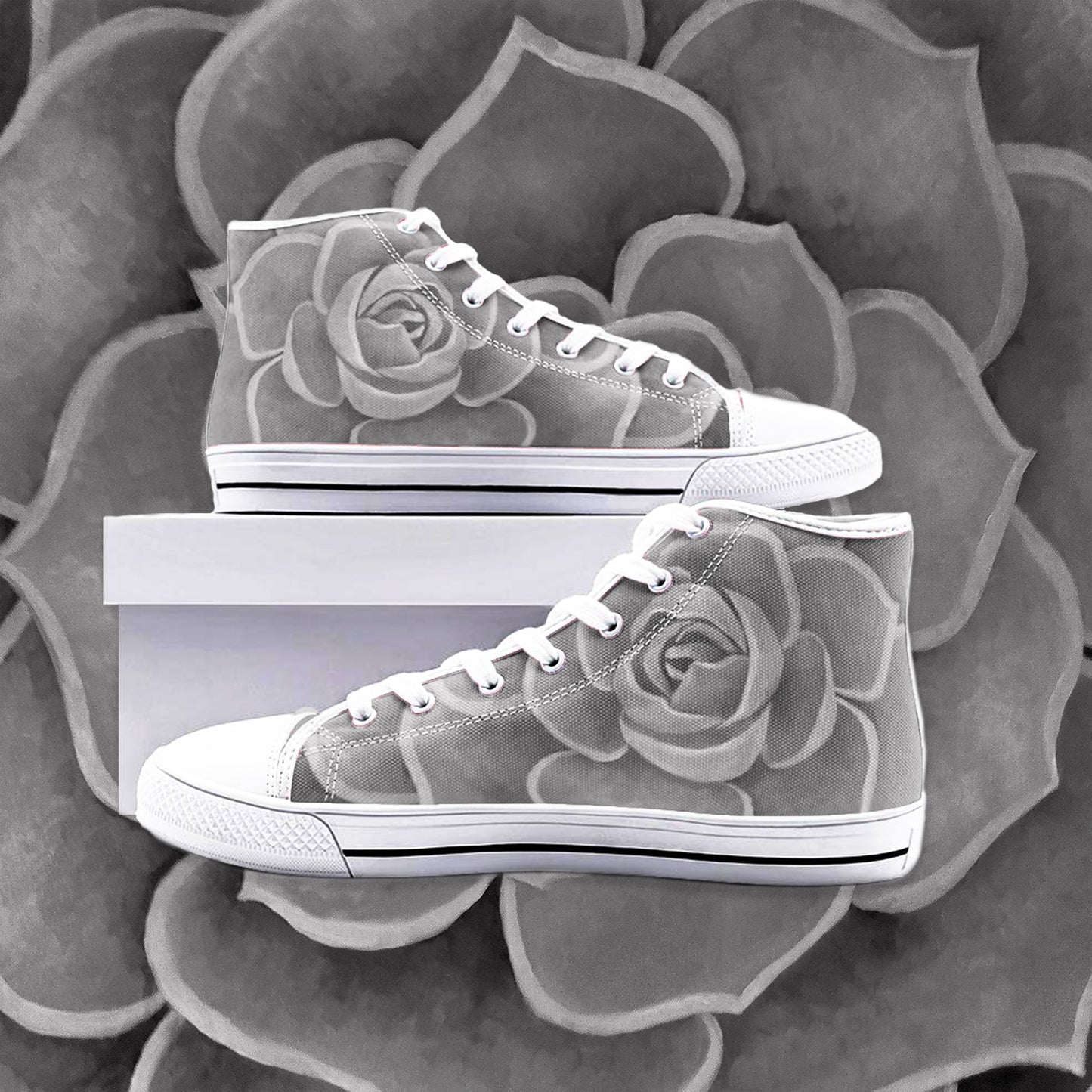 Grey succulent High-top Sneakers