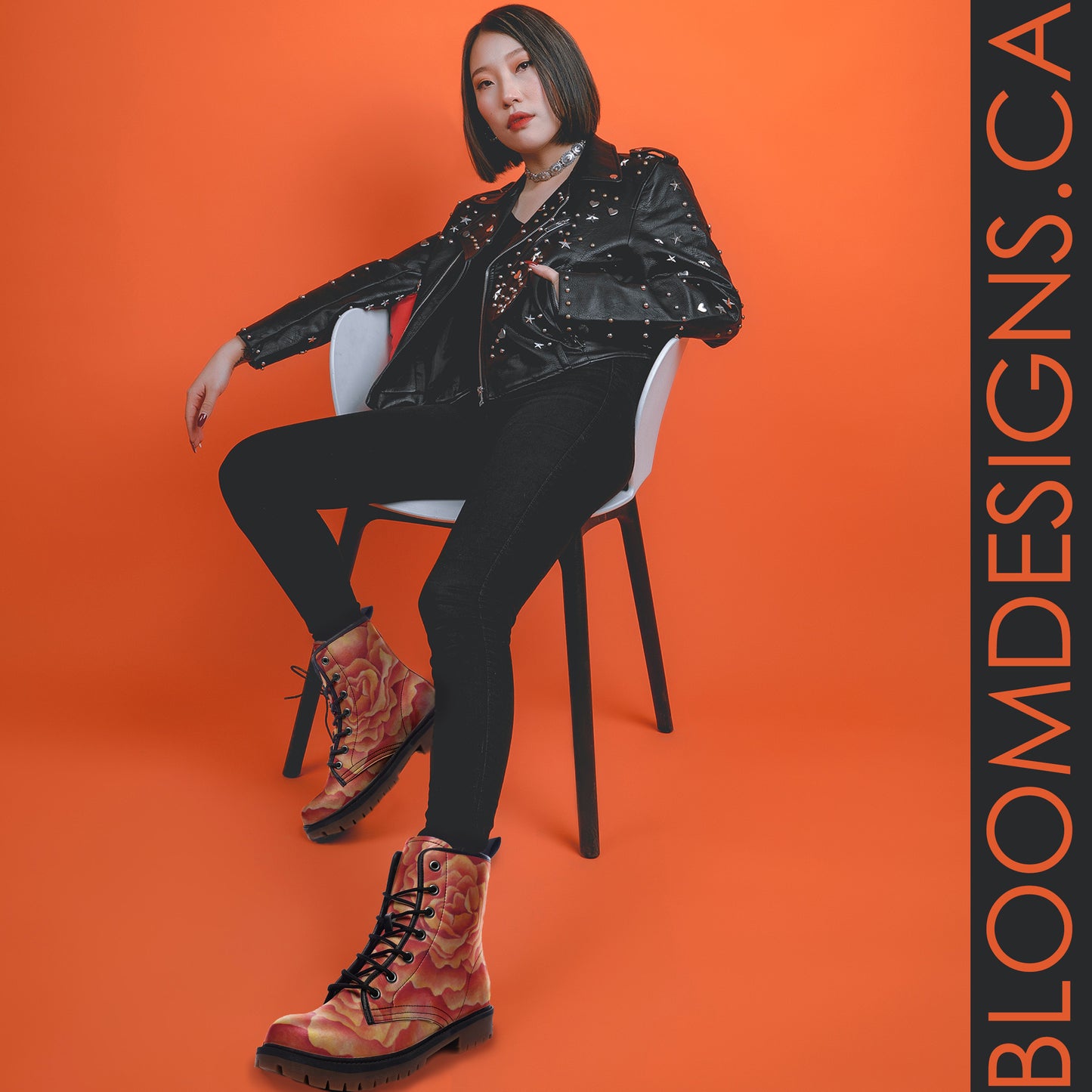 Tangerine Rose Combat Boots