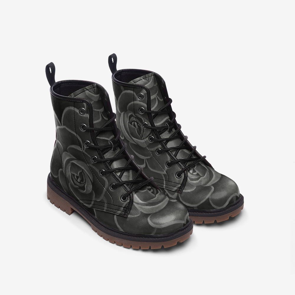 Charcoal Succulent Combat Boots