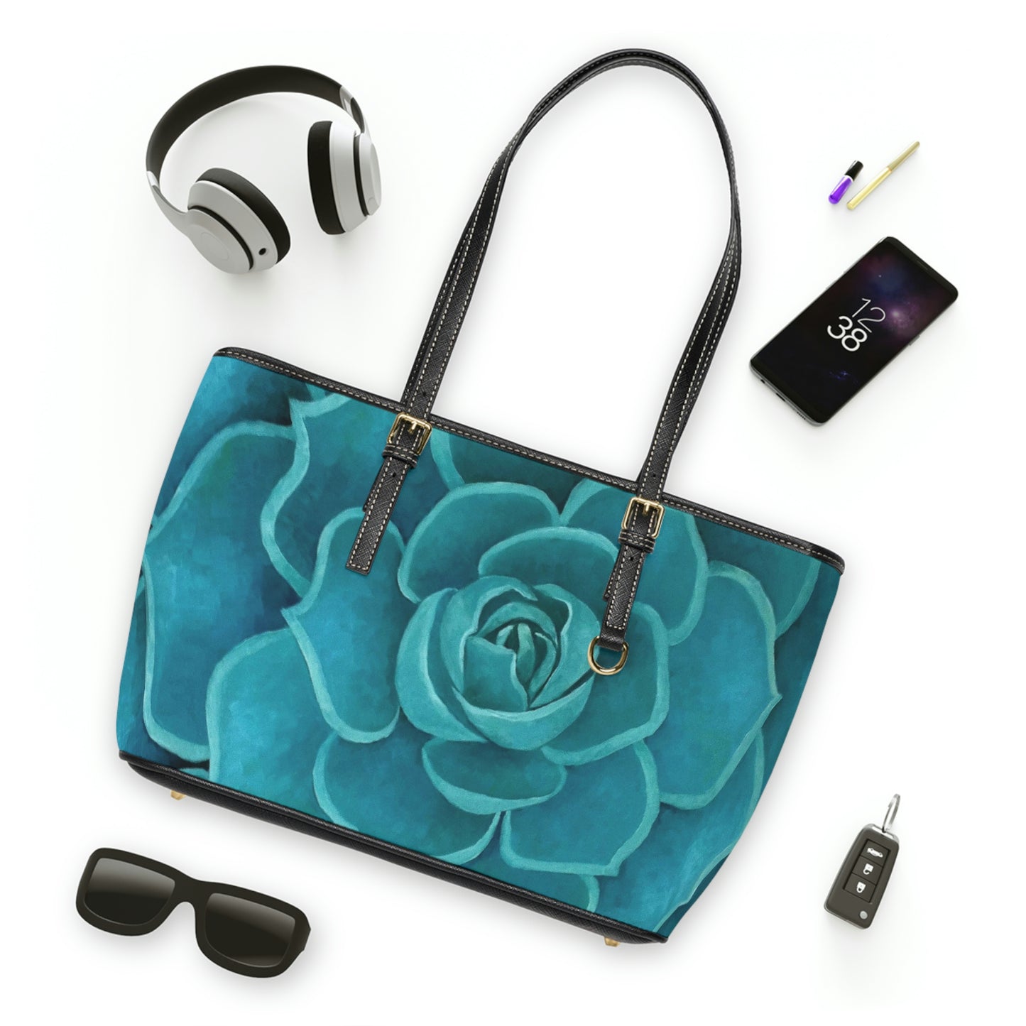 Teal Succulent Handbag