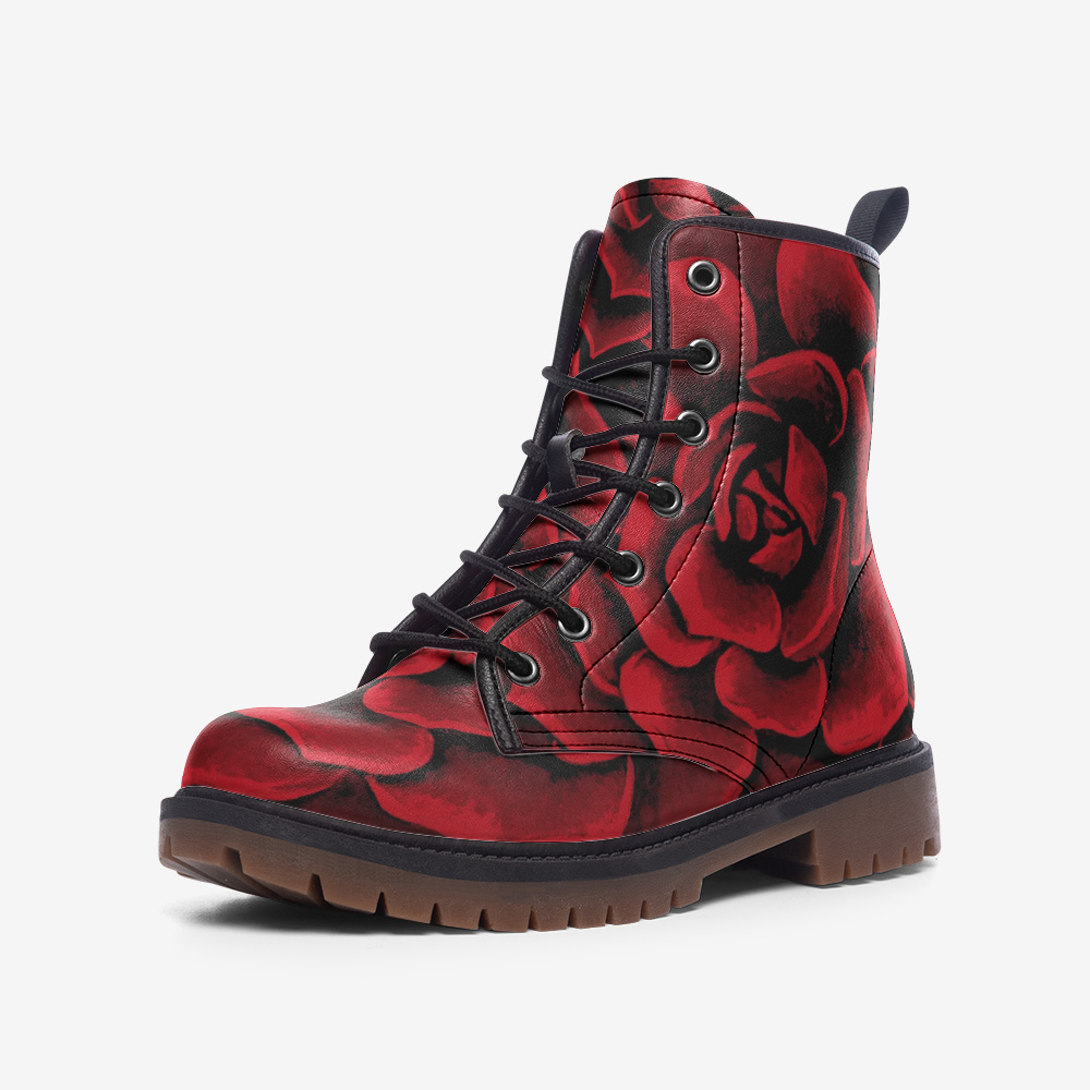 Scarlet Succulent Combat Boots