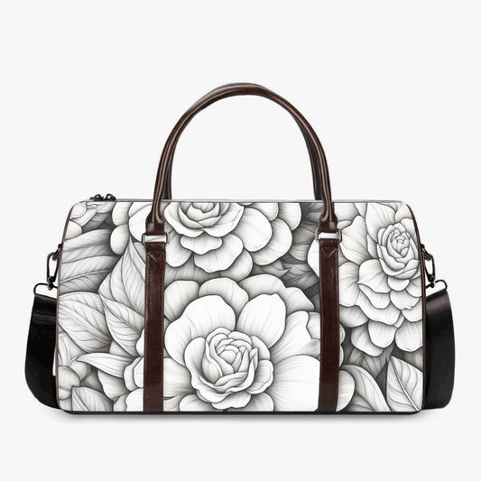 Monochrome Floral Duffle Bag