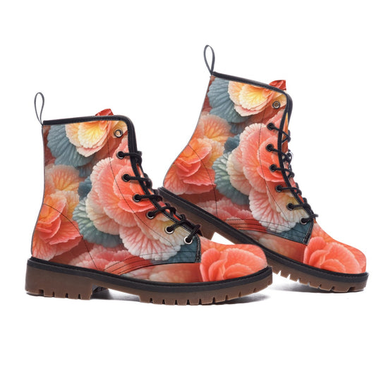 Blushing Floral Combat Boots