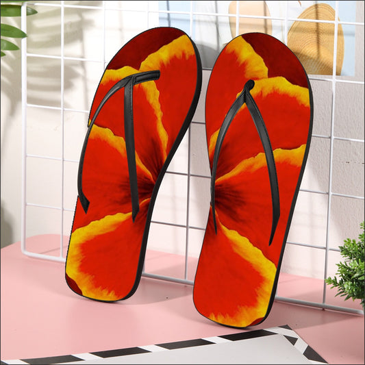 Red Hibiscus Flip Flops