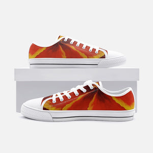 Red Hibiscus Low Top Canvas Shoes