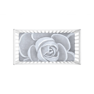 Light Grey Succulent Crib Sheets