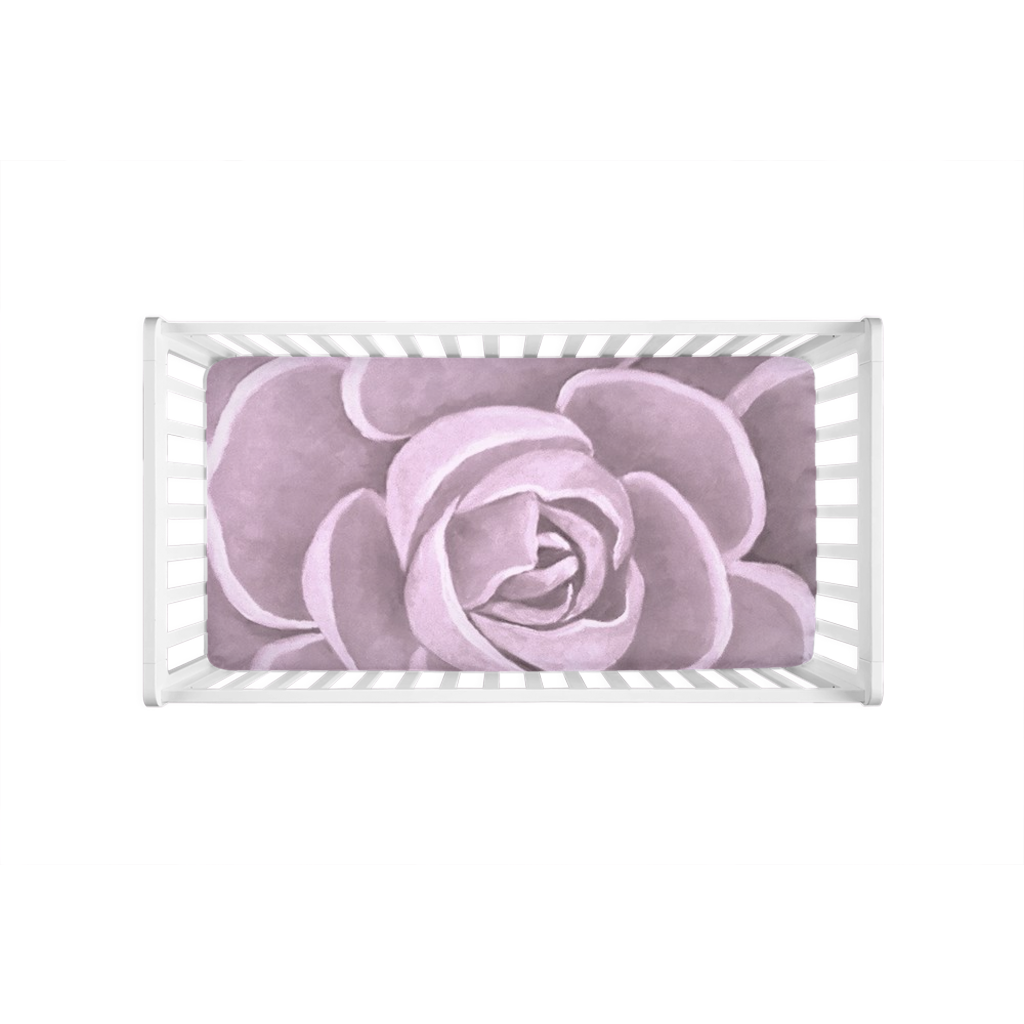 Light Pink Succulent Crib Sheets
