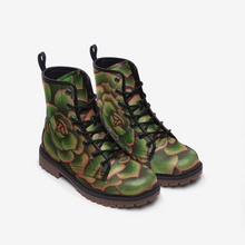 Load image into Gallery viewer, Coral &amp; Green Succulent Combat Boots