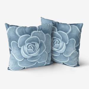 Powder Blue Succulent Throw Pillow