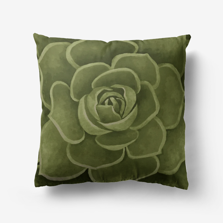 Olive Succulent Throw Pillow