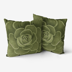 Olive Succulent Throw Pillow
