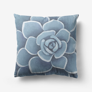 Dusty Blue Succulent Throw Pillow