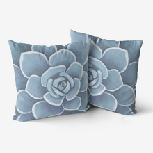 Load image into Gallery viewer, Dusty Blue Succulent Throw Pillow