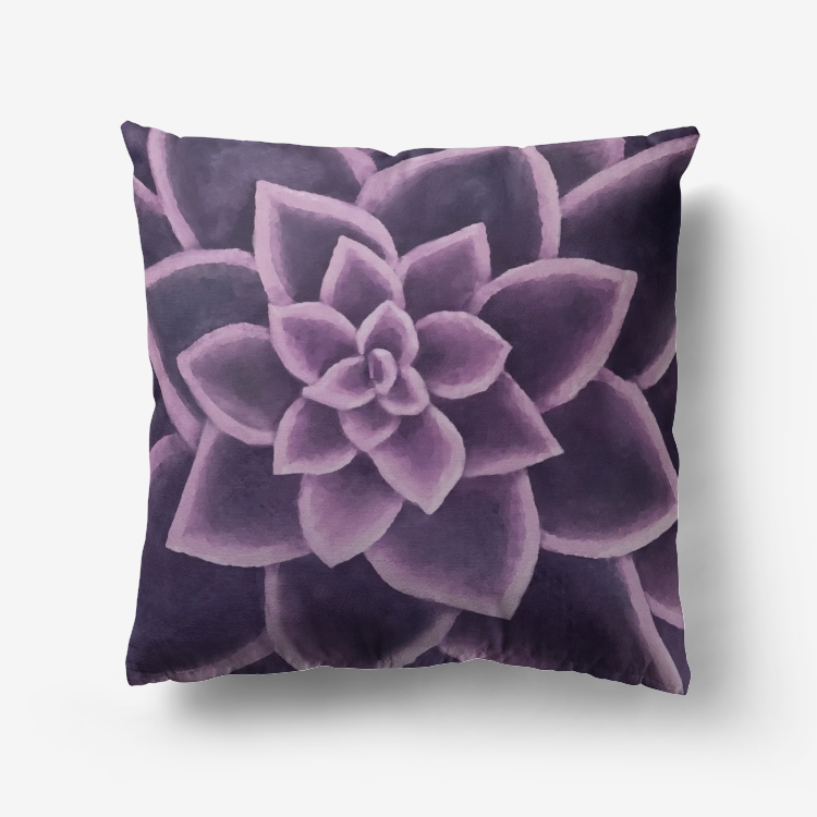 Plum Succulent Throw Pillow
