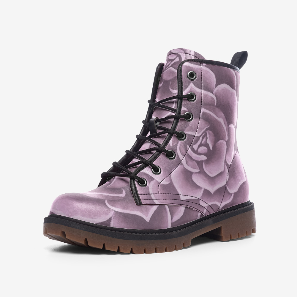 Lavender Succulent Combat Boots