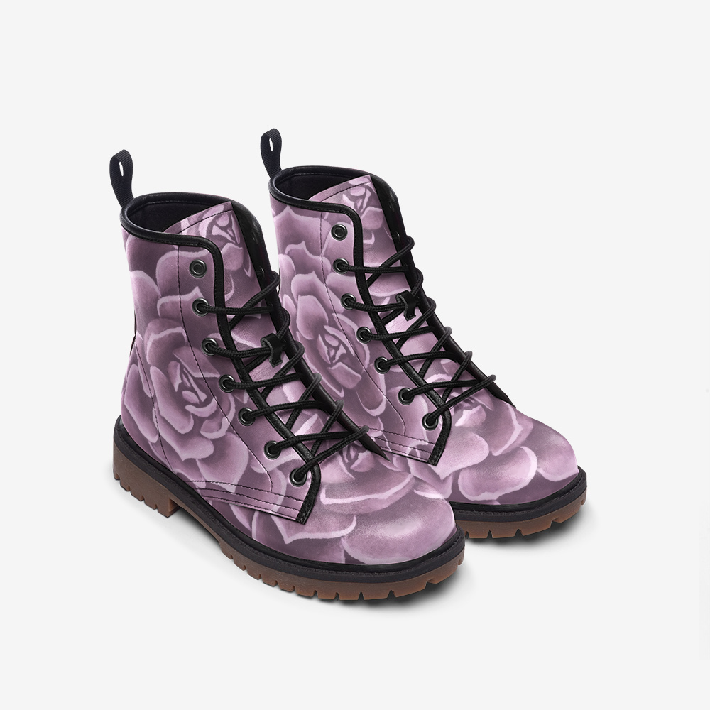 Lavender Succulent Combat Boots