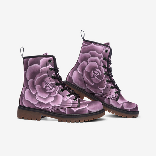 Lavender Succulent Combat Boots
