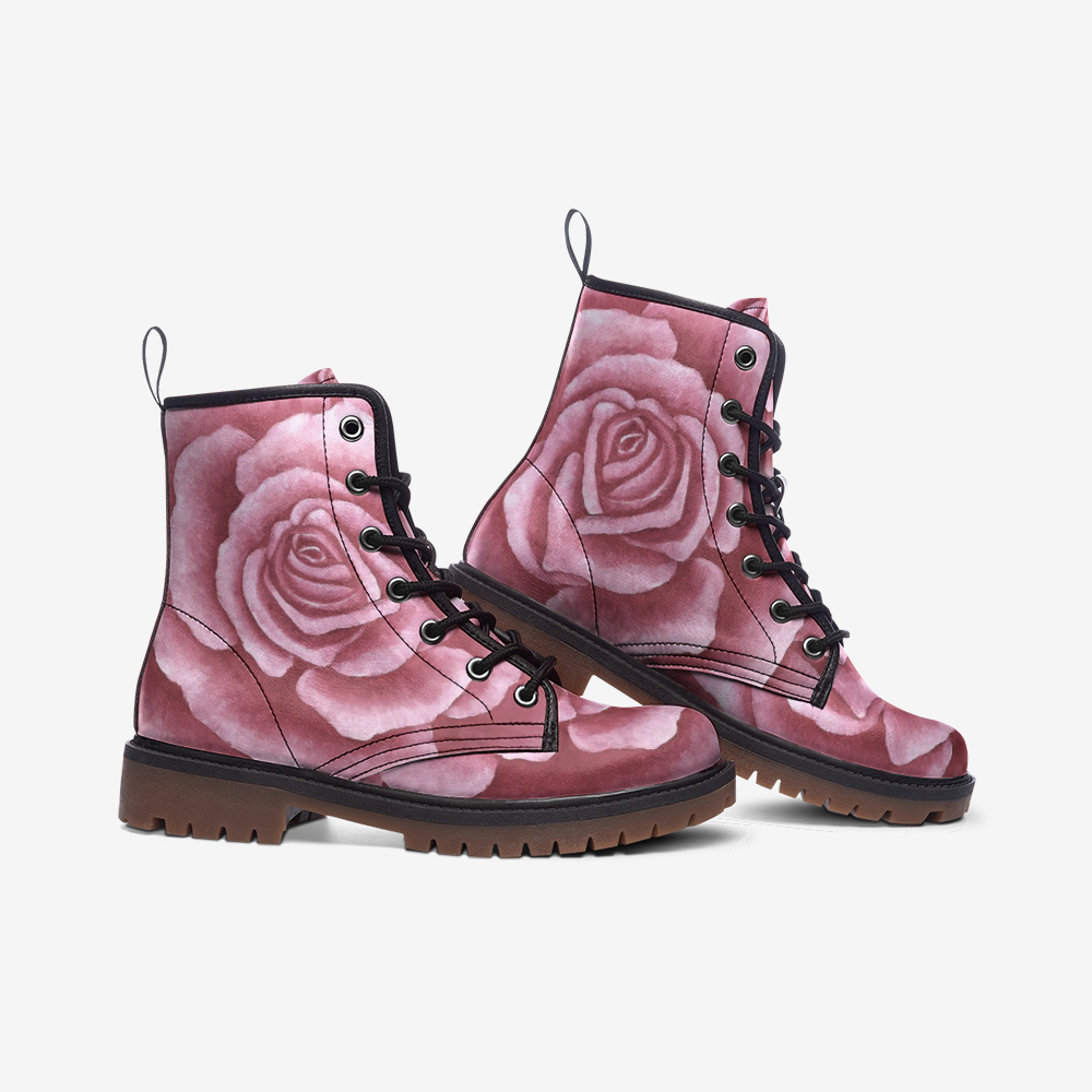 Pink Rose Combat Boots