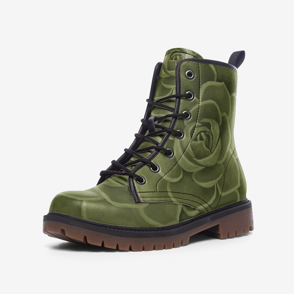 succulent boots Olive Succulent Combat Boots – Bloom Designs Studio