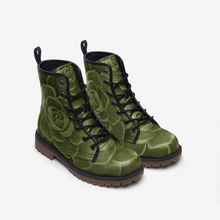 Load image into Gallery viewer, Olive Succulent Combat Boots