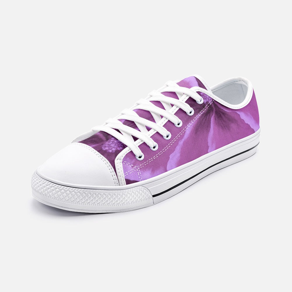 Fuchsia Hibiscus Low Top Canvas Shoes
