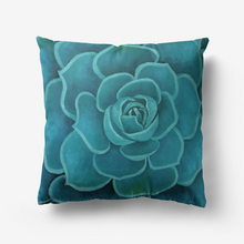 Load image into Gallery viewer, Teal Succulent Throw Pillow