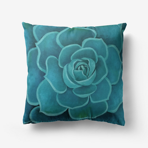 Teal Succulent Throw Pillow