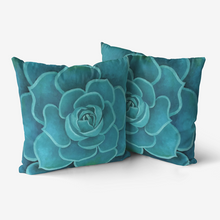 Load image into Gallery viewer, Teal Succulent Throw Pillow