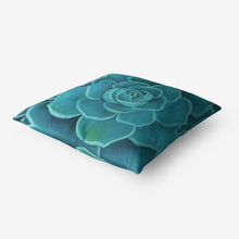 Load image into Gallery viewer, Teal Succulent Throw Pillow