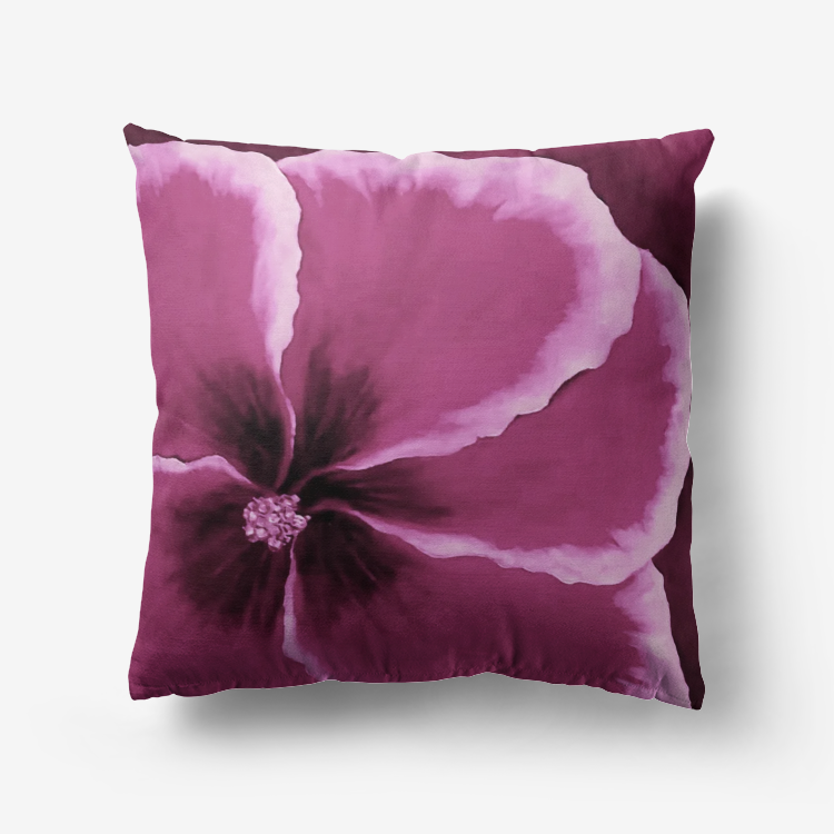 Magenta Hibiscus Throw Pillow