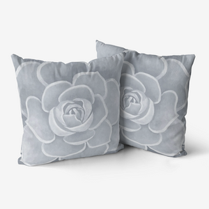 Light Grey Succulent Throw Pillow