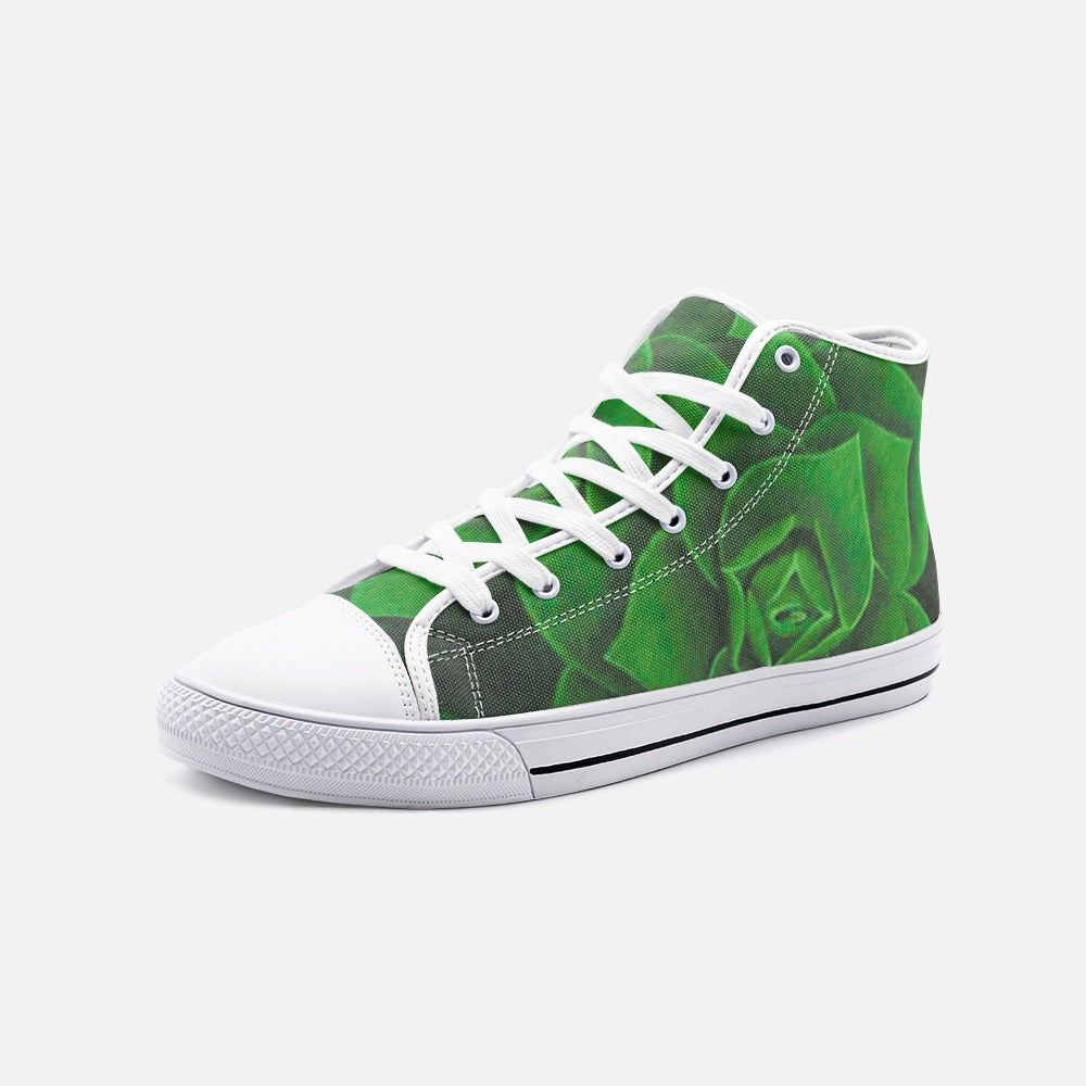 Emerald Succulent High Top Canvas Shoes